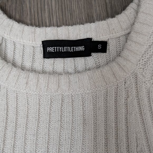 PrettyLittleThing Cream Ribbed Knit Sweater - Picture 2 of 4